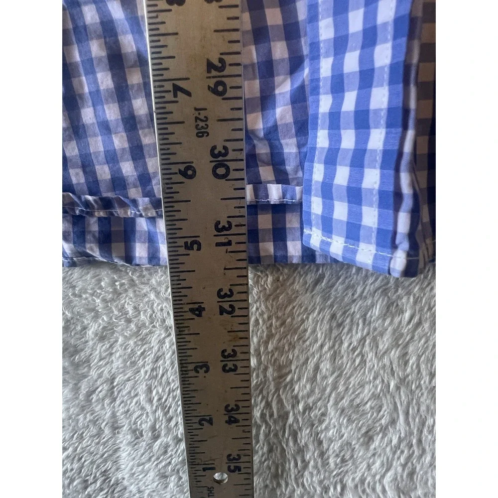 Banana Republic Button Down Mens L Blue Excellent Soft Wash Tailored Slim Gingha